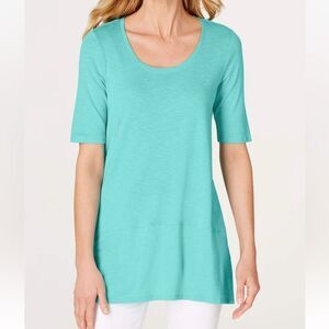 J. Jill Pima Dipped-Hem Tunic Top Size MP